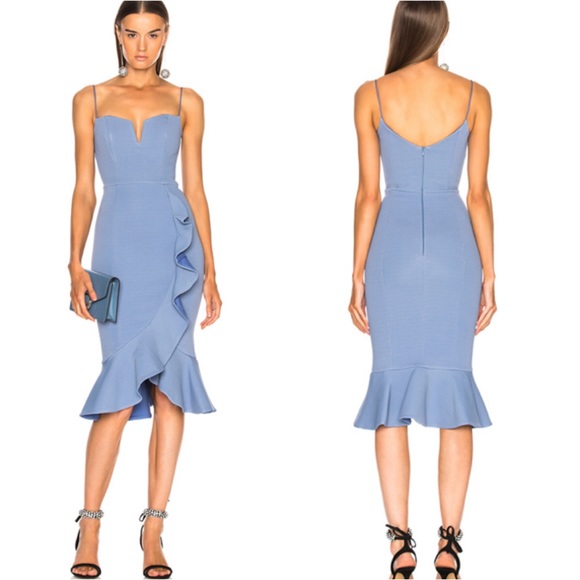 blue frill wrap dress